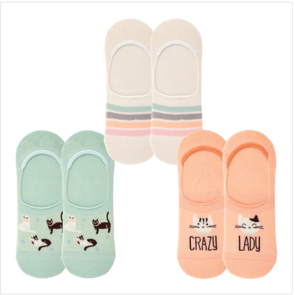 NEW karma no show cat socks - 3 pairs